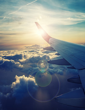 Sunset Horizon Viewed From Airplane Window