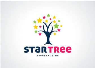 Star Tree Logo Template Design Vector, Emblem, Design Concept, Creative Symbol, Icon