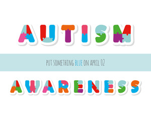 Autism awareness. Puzzle letters paper cut out.