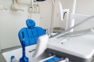 Fototapeta na wymiar Dental chair in dental ordination
