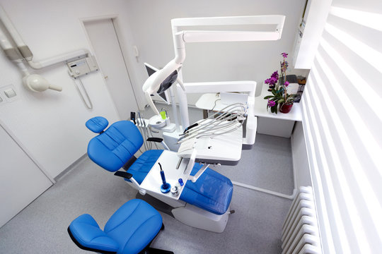 Top view of clean modern dental ordination