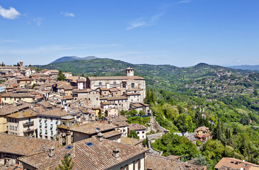 Fototapeta premium Panoramic view of the city and the picturesque surroundings. Perugia, Italy.