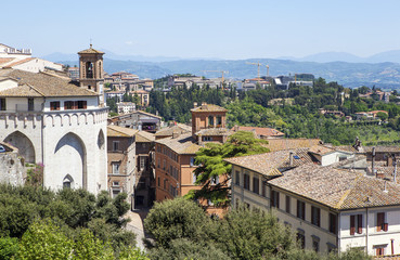 Fototapeta na wymiar Panoramic view of the city and the picturesque surroundings. Perugia, Italy.