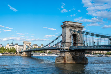 Fototapeta premium Szechenyi Chain Bridge over Danube River in Budapest