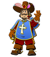 Cartoon French royal musketeer.