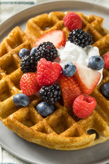 Sweet Homemade Berry Belgian Waffle