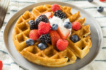 Sweet Homemade Berry Belgian Waffle
