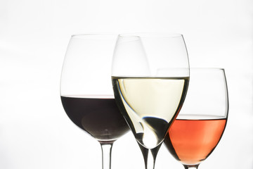 glasses with wine isolated on white background
