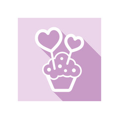 Cupcake with two hearts icon