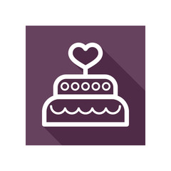 Wedding cake dessert with heart vector icon