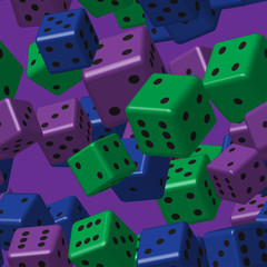 Green Purple Blue Dice Seamless Pattern