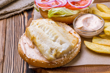 open fish burger