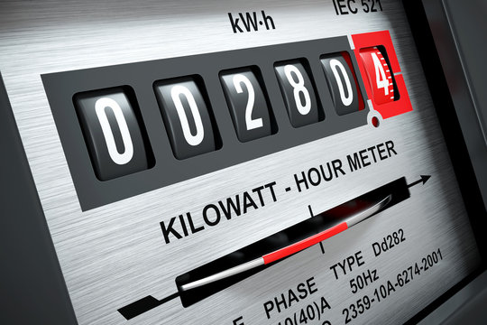 Electricity kilowatt hour meter 3D