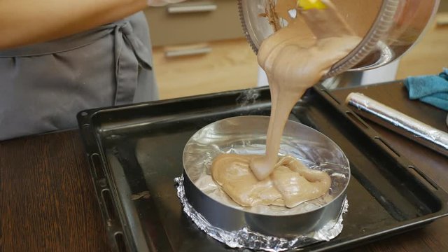 The pastry chef skillfully performs holiday order.