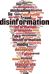 Obraz premium Disinformation word cloud