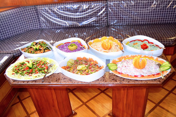 decorated dishes on the table