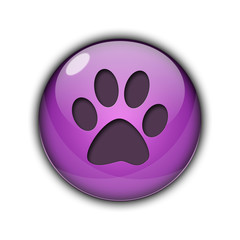 Button Icon Logo footprint of dog purple color