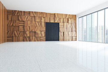 Wooden empty hall interior