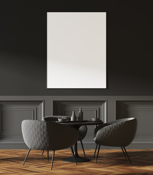 Dark gray table in a cafe