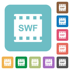 SWF movie format rounded square flat icons