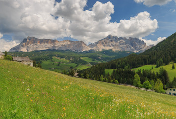 Fototapeta na wymiar Panoramic view of Val Badia in the Italian region of South Tyrol