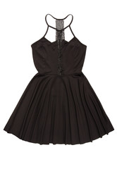 black evening dress with guipure decor, cocktail black gown, beautiful opened dress