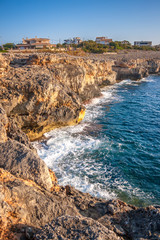 Fototapeta na wymiar Rocky shore of the Spanish island of Mallorca, Europe.