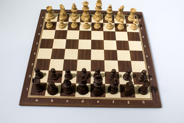 Chessboard composition in a white backgorund