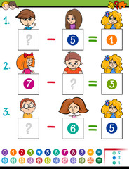 maths subtraction game with kid characters