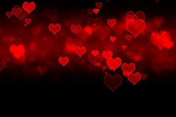 Red heart shapes bokeh background