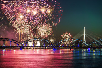 Latvian Republic Independence day fireworks