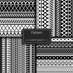 Set of black and white geometric patterns. Vector