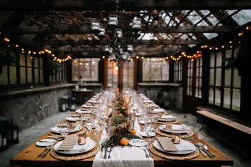 Restaurant table set for fancy dinner - Powered by Adobe