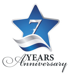 Obraz premium 7 years anniversary isolated blue star flag logo icon