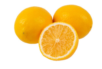 Lemon fruit. Ripe lemon, citrus fruit isolated on white.