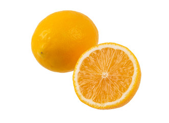 Lemon fruit. Ripe lemon, citrus fruit isolated on white.