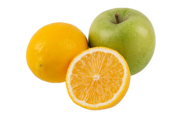 Naklejka na ściany i meble Lemon fruit. Ripe lemon, citrus fruit isolated on white.