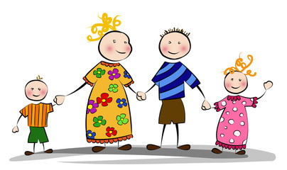 Familie (Vater, Mutter, 2x Kinder)