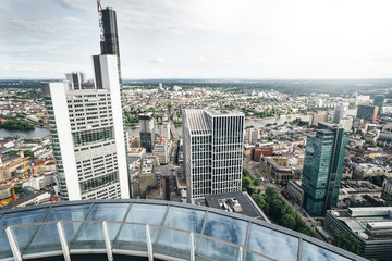 Panorama of Frankfurt with skyscrapers, view from the Main Tower, Frankfurt am Main, Germany
