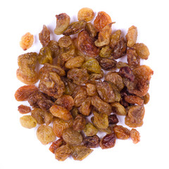 Raisin on white background
