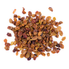 Raisin on white background