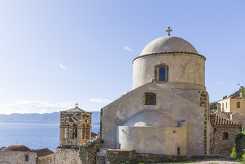Fototapeta na wymiar old Byzantine church in town of Monemvasia, Greece