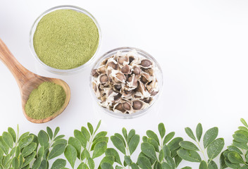Moringa leaves, seeds and powder - Moringa oleifera