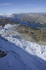 Magnificant landscape and panoramic view from Mount Corvatsch in the swiss alps