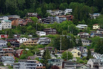 Fototapeta premium Side view of Ketchikan, Alaska from water