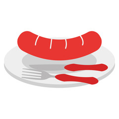 Fototapeta premium dish and cutlery with sausage