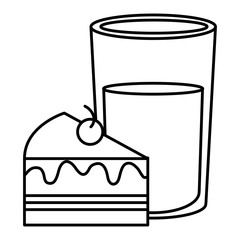 sweet cake portion with milk glass