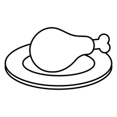 dish with thigh chicken meat icon
