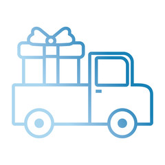 Cargo truck with gift box icon