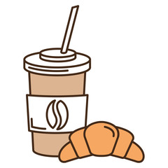 coffee in plastic container with croissant